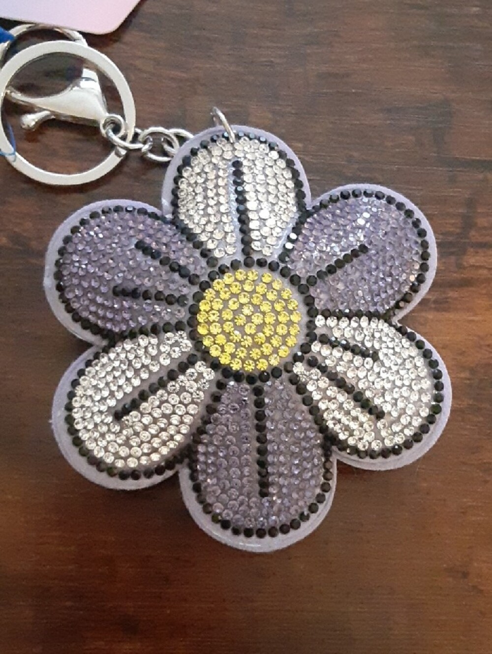 Cute Purple Daisy Keychain with bling